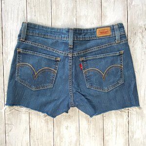 Levi’s 518 Superlow Raw Hem denim jean shorts / 5